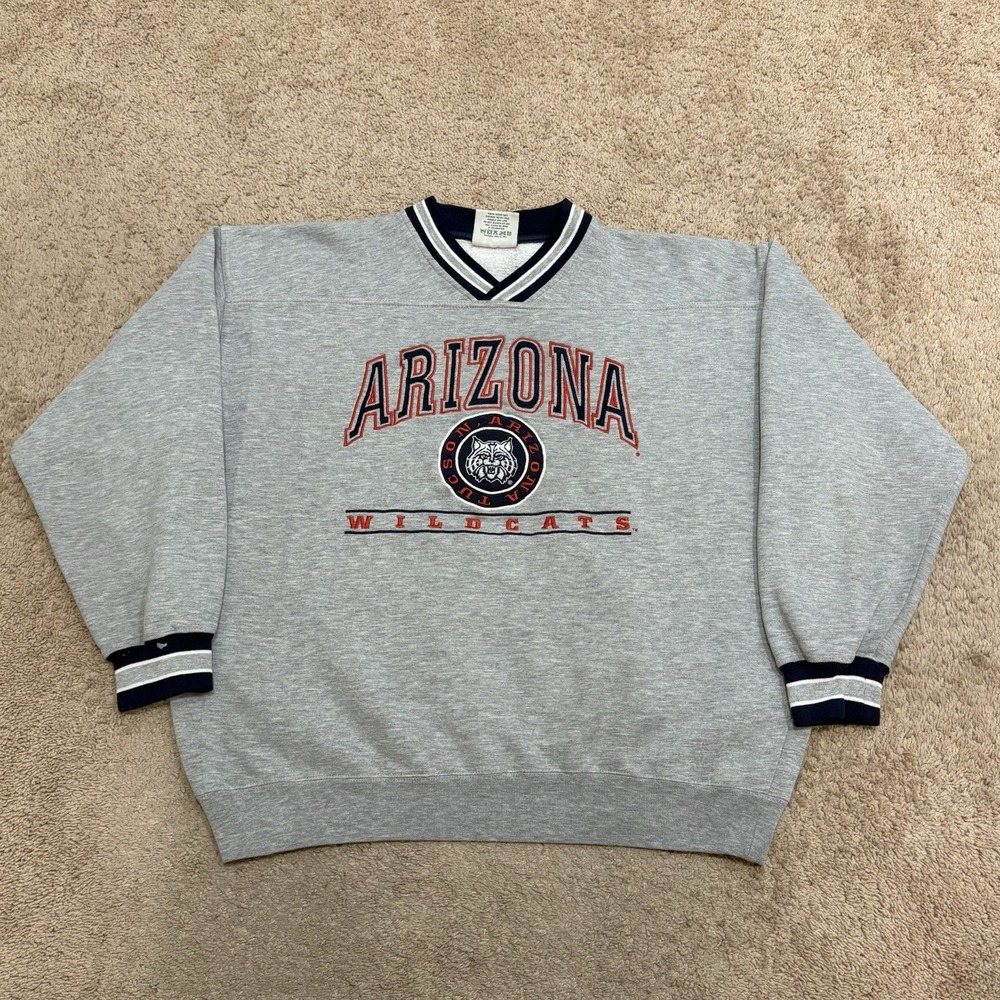 Vintage 90s Arizona Wildcats Sweatshirt Large Gray Lee Sports Crew NCAA College